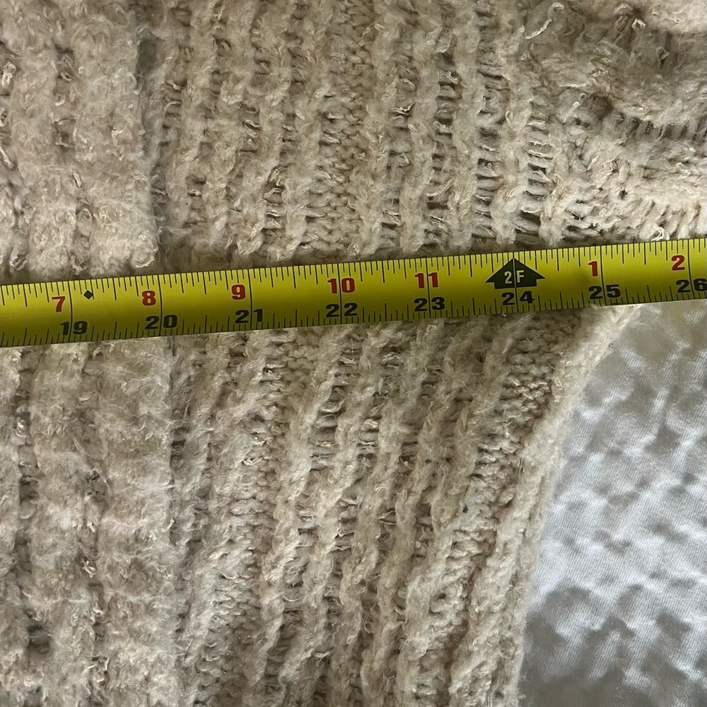 Anthropologie Textured Knit Cardigan | Cozy Ivory Chunky Sweater XL - Picture 7 of 13
